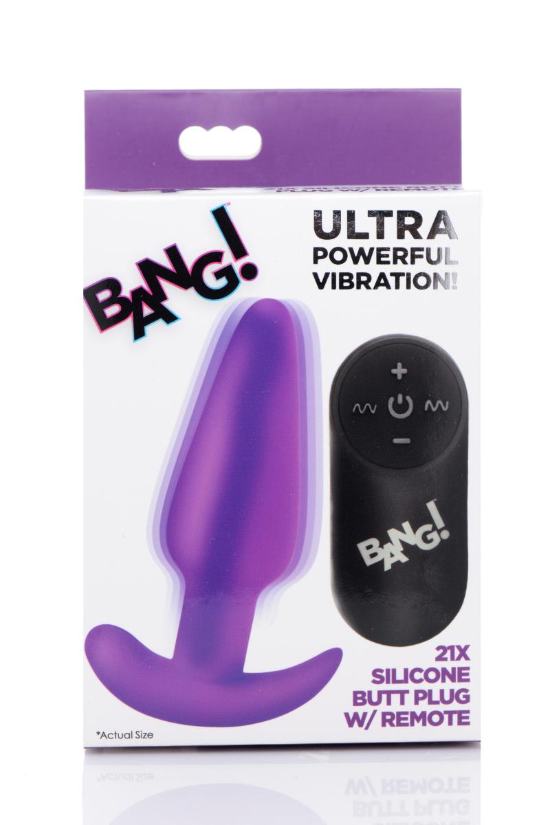 BANG! - Vibrating Butt Plug with Remote Control - Purple