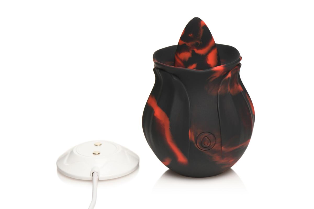 BLOOMGASM - Black Kiss Rimming Rose Vibrator - Red/Black