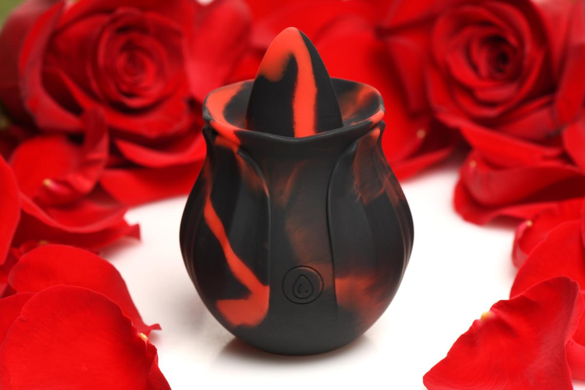 BLOOMGASM - Black Kiss Rimming Rose Vibrator - Red/Black