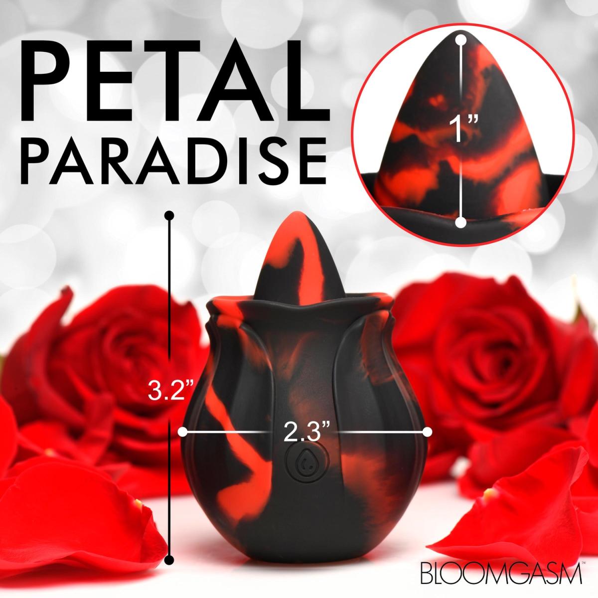 BLOOMGASM - Black Kiss Rimming Rose Vibrator - Red/Black