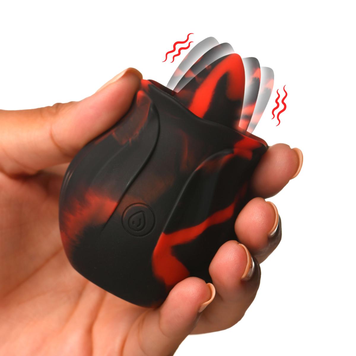 BLOOMGASM - Black Kiss Rimming Rose Vibrator - Red/Black