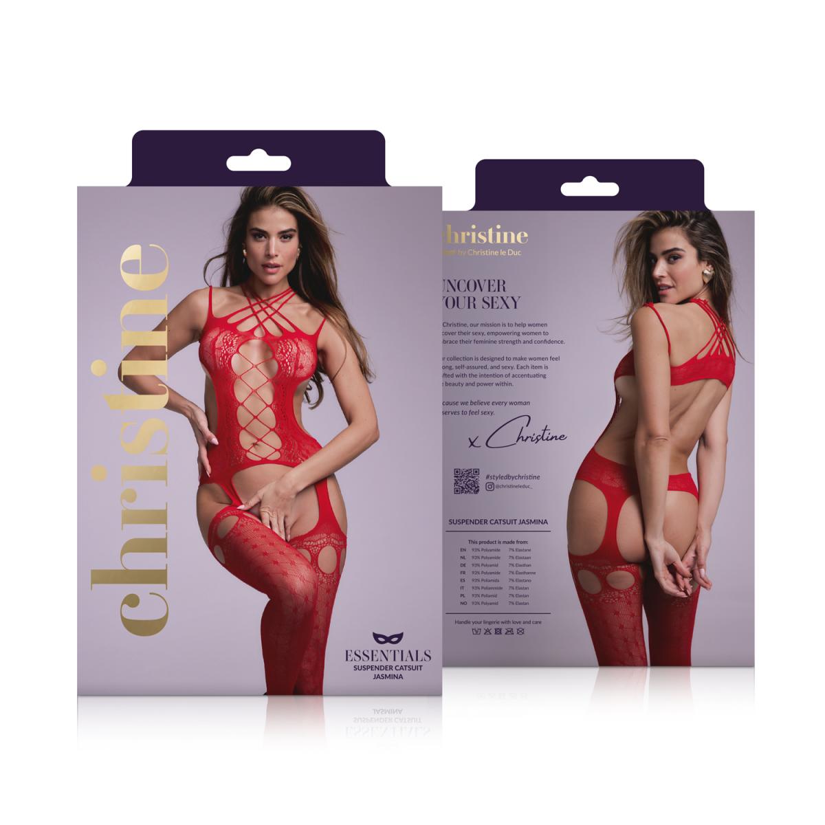 Erotic Suspender bodystocking Jasmina- Red