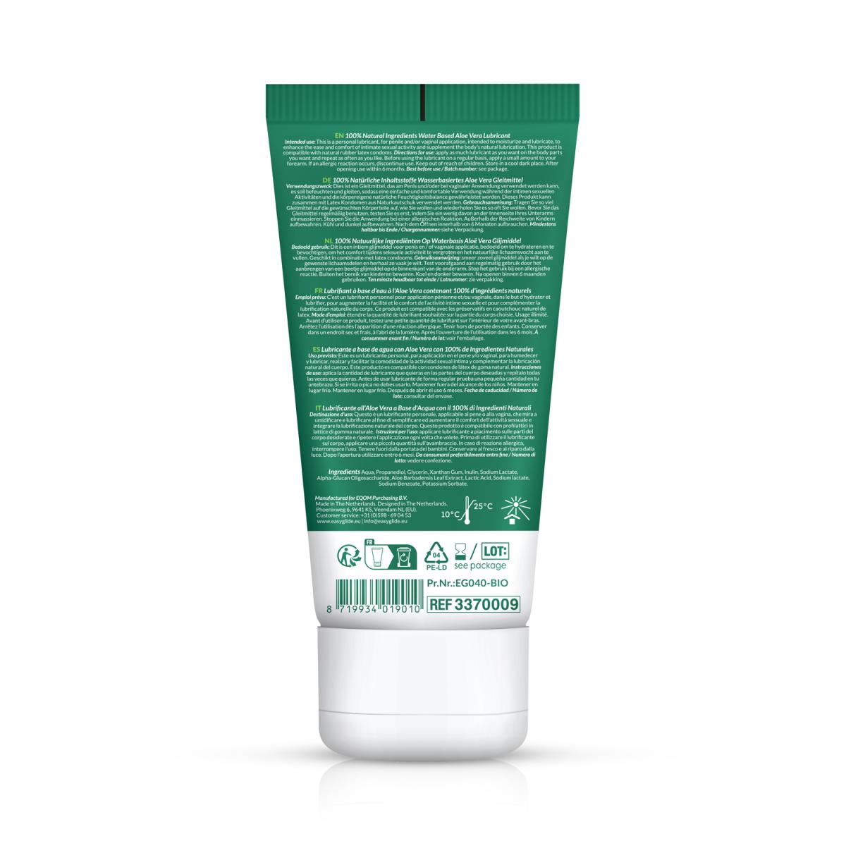 EasyGlide - Bio & Natural Water Based Aloë vera Lubricant - 100 ml