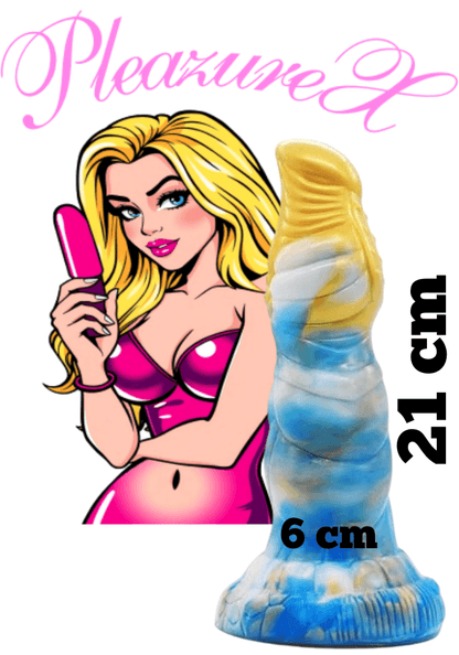 Draken Dildo HaeChi (geel/wit/blauw)