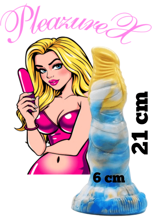 Draken Dildo HaeChi (geel/wit/blauw)