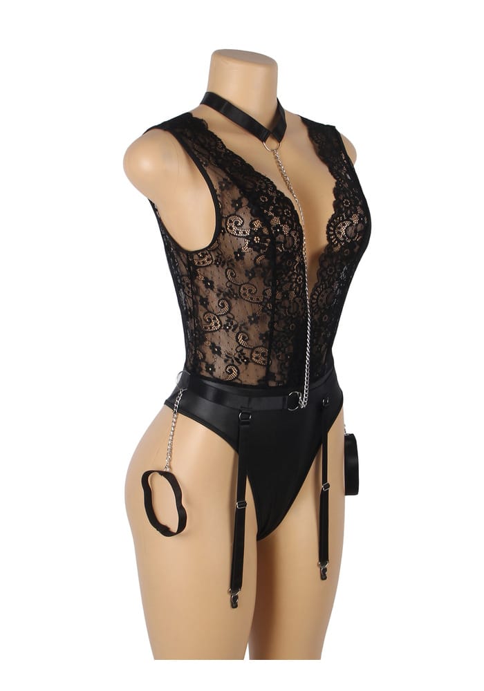 PleazureX kanten lingerie bodysuit met boeien