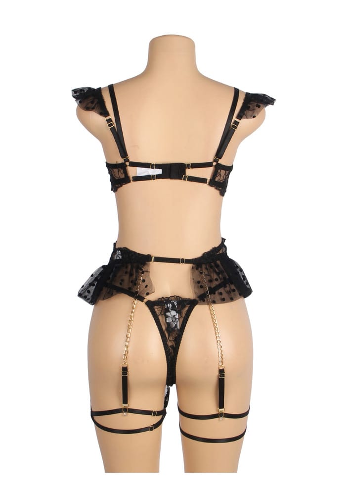 PleazureX sexy kanten lingerie set zwart