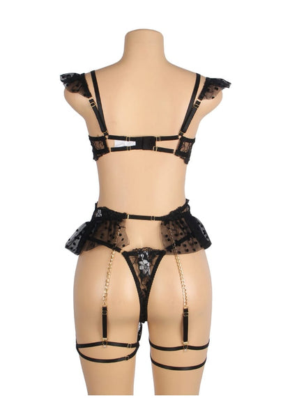 PleazureX sexy kanten lingerie set zwart