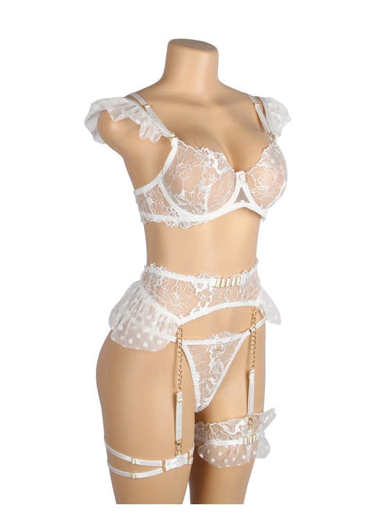 PleazureX sexy kanten lingerie set wit