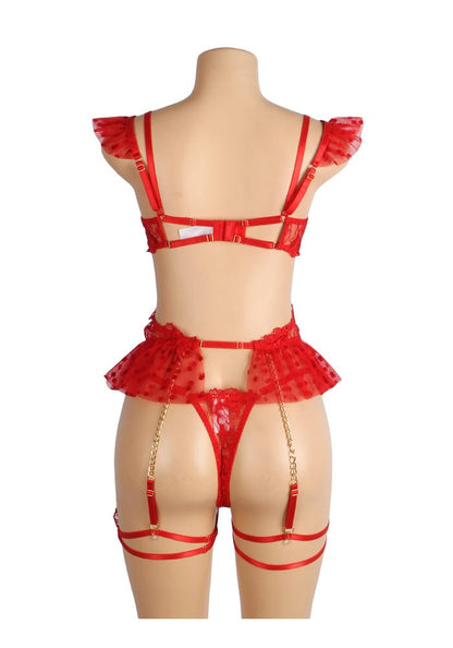 PleazureX sexy kanten lingerie set rood
