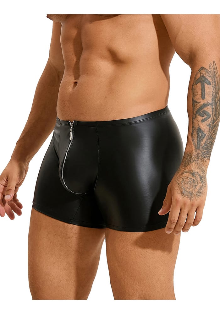 PleazureX leren boxer met rits kruis