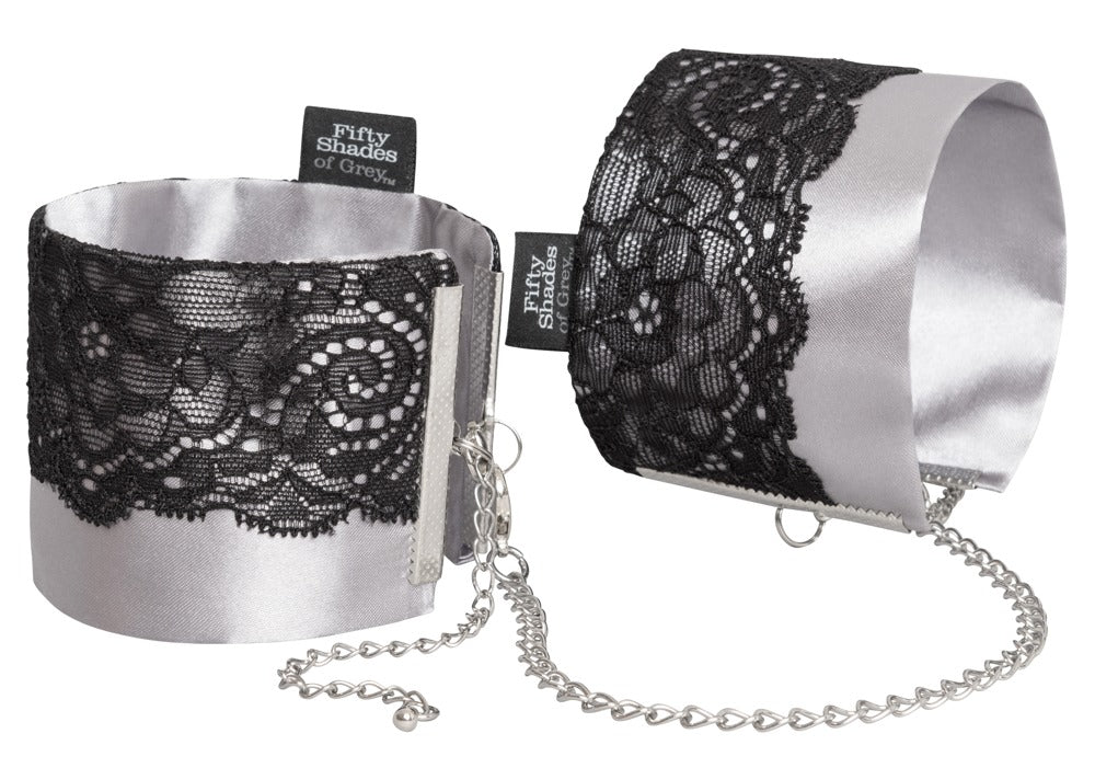 Play Nice Satin &amp; Lace Wrist Cuffs