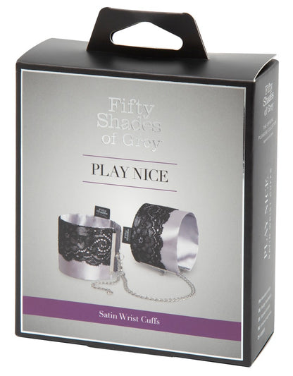 Play Nice Satin &amp; Lace Wrist Cuffs