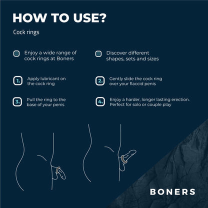 Boners 3-Piece Cock Ring Set - Grey thick