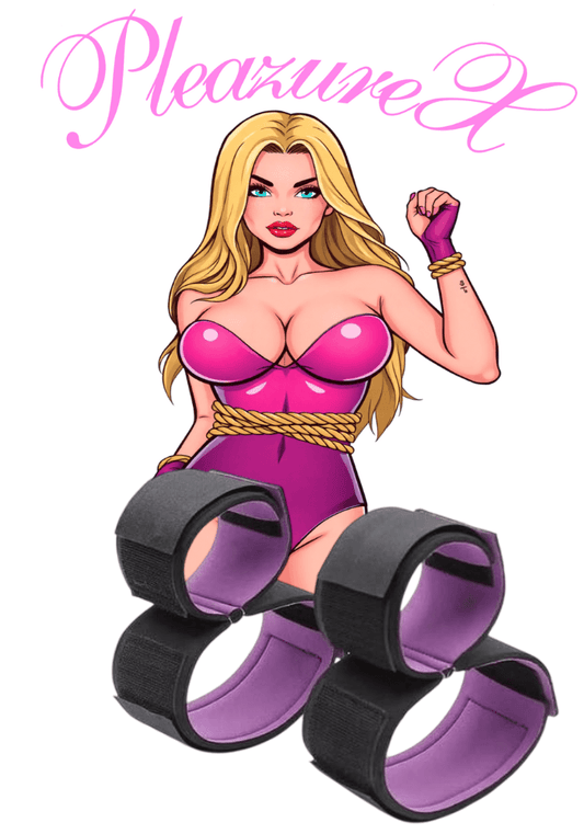 zwart/paarse stoffen enkel handboeien