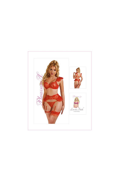 PleazureX sexy kanten lingerie set rood